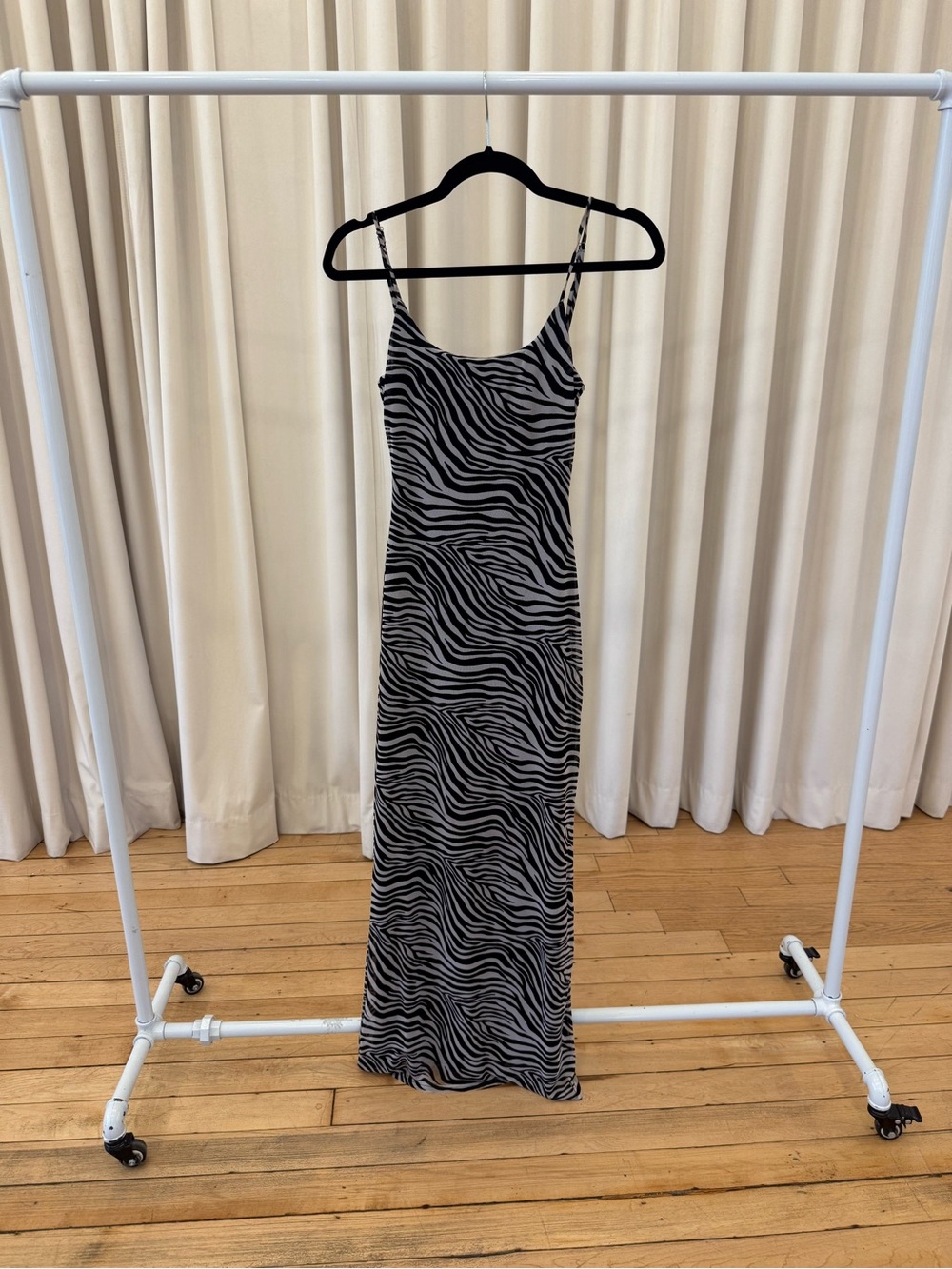 Black & White Zebra Print Maxi Slip Dress - Timeless Silhouette